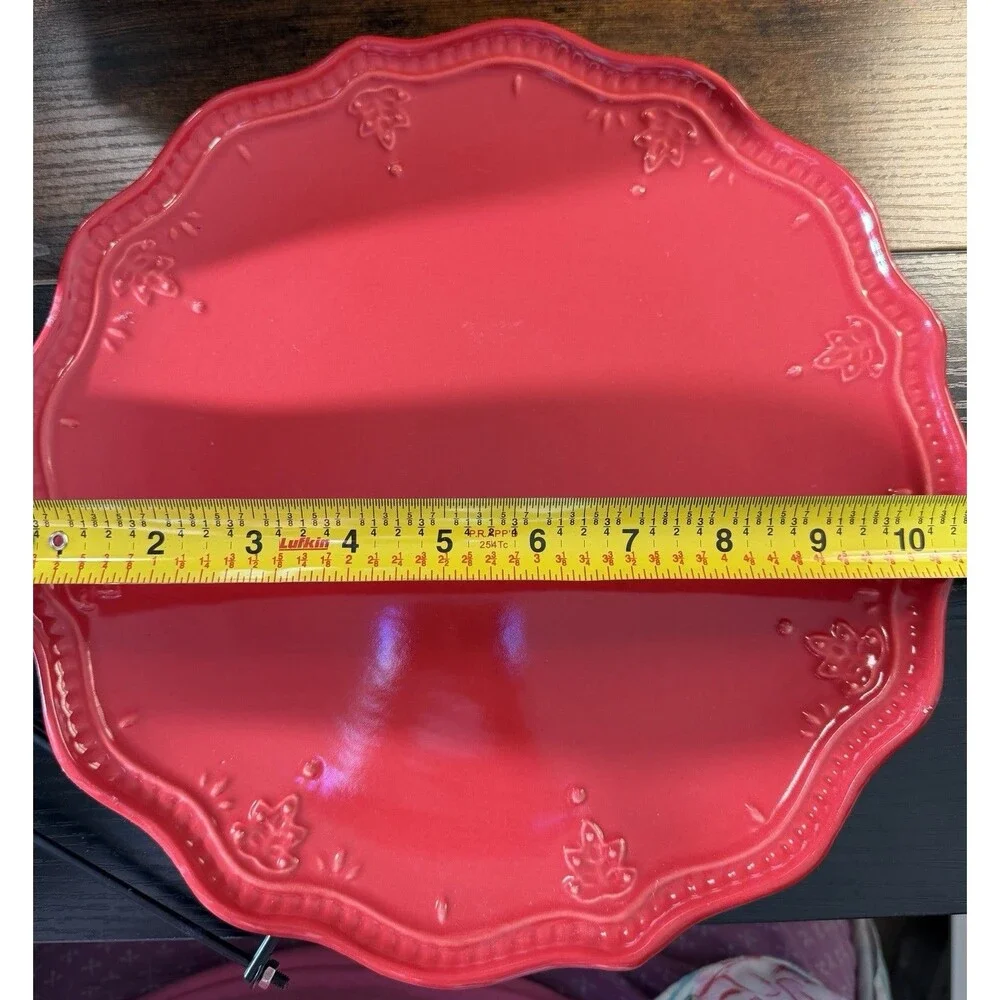Pioneer Woman Farmhouse Lace Claret Red Dinner Salad Plate Set of 2 Discontinued